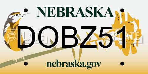 DOBZ51 Nebraska License Plate
