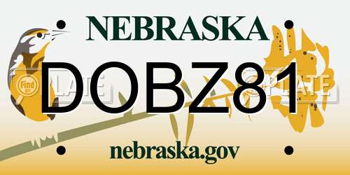 DOBZ81 Nebraska License Plate