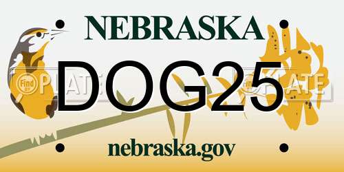 DOG25 Nebraska License Plate