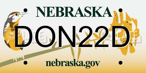 DON22D Nebraska License Plate