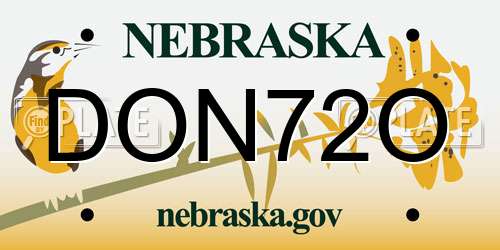 DON72O Nebraska License Plate