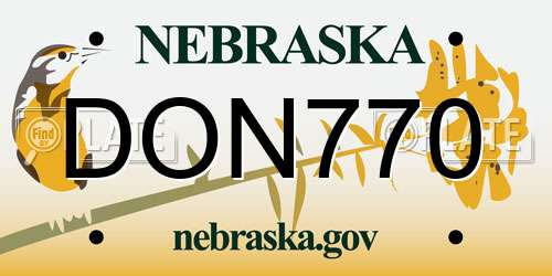 DON770 Nebraska License Plate