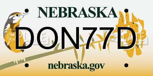 DON77D Nebraska License Plate