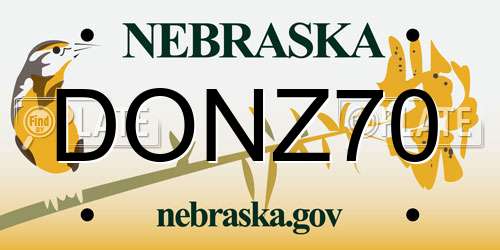DONZ70 Nebraska License Plate