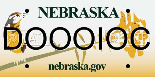 DOOOIOC Nebraska License Plate
