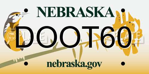 DOOT60 Nebraska License Plate