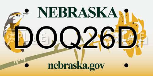 DOQ26D Nebraska License Plate