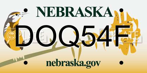 DOQ54F Nebraska License Plate