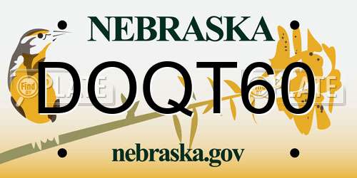 DOQT60 Nebraska License Plate