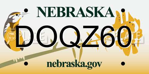 DOQZ60 Nebraska License Plate