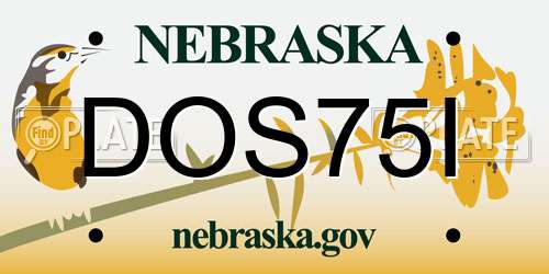 DOS75I Nebraska License Plate