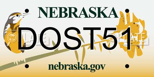 DOST51 Nebraska License Plate