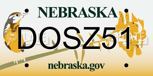 DOSZ51 Nebraska License Plate