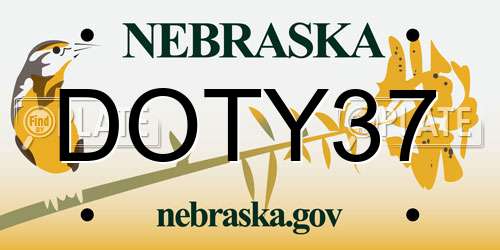 DOTY37 Nebraska License Plate