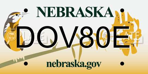 DOV80E Nebraska License Plate