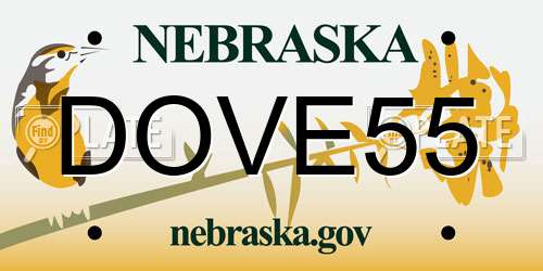 DOVE55 Nebraska License Plate