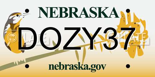 DOZY37 Nebraska License Plate