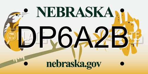 DP6A2B Nebraska License Plate