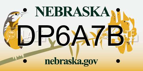 DP6A7B Nebraska License Plate