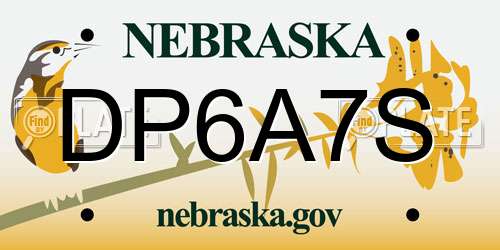 DP6A7S Nebraska License Plate