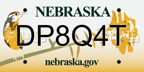 DP8Q4T Nebraska License Plate