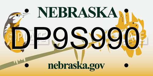 DP9S990 Nebraska License Plate