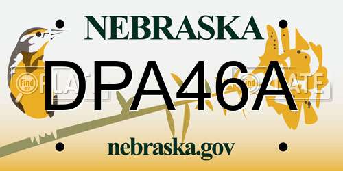 DPA46A Nebraska License Plate