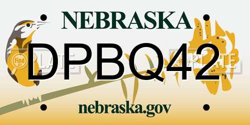 DPBQ42 Nebraska License Plate