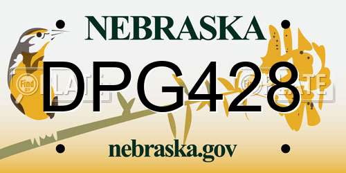DPG428 Nebraska License Plate
