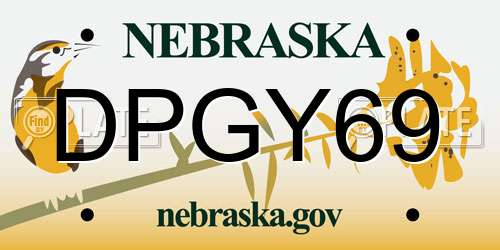DPGY69 Nebraska License Plate