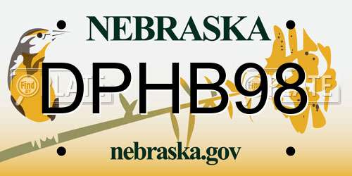 DPHB98 Nebraska License Plate