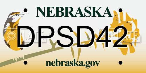 DPSD42 Nebraska License Plate
