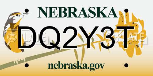 DQ2Y3T Nebraska License Plate