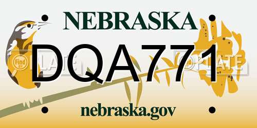 DQA771 Nebraska License Plate