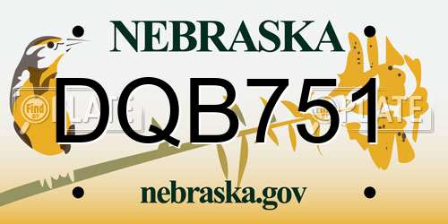 DQB751 Nebraska License Plate
