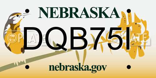 DQB75I Nebraska License Plate