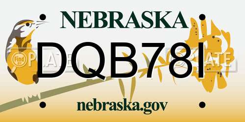 DQB78I Nebraska License Plate