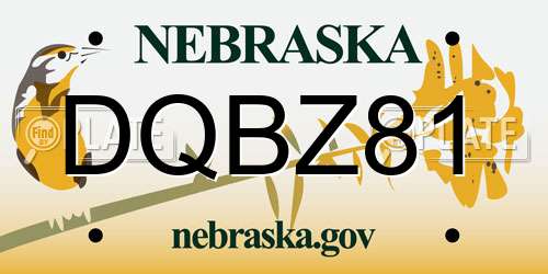 DQBZ81 Nebraska License Plate