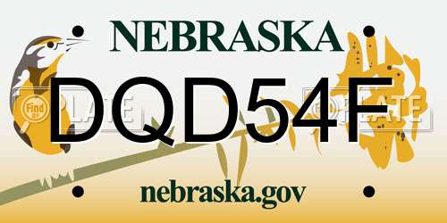 DQD54F Nebraska License Plate