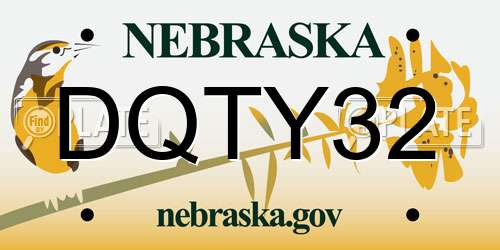 DQTY32 Nebraska License Plate