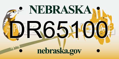 DR65100 Nebraska License Plate