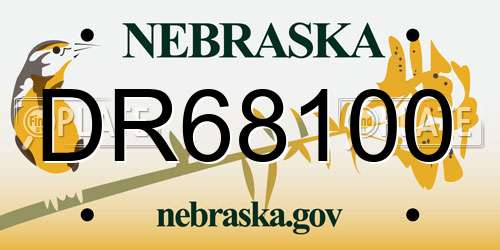 DR68100 Nebraska License Plate