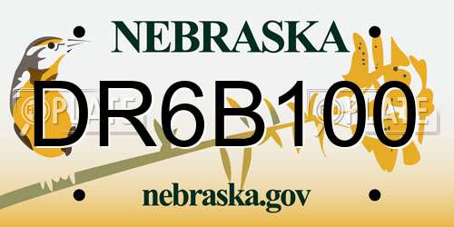 DR6B100 Nebraska License Plate
