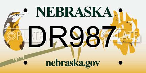 DR987 Nebraska License Plate