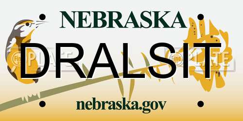 DRALSIT Nebraska License Plate