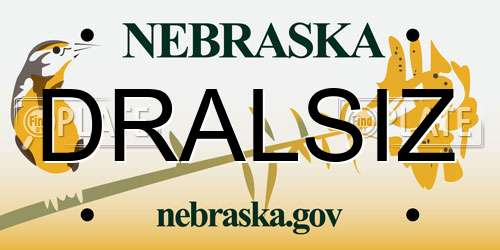DRALSIZ Nebraska License Plate