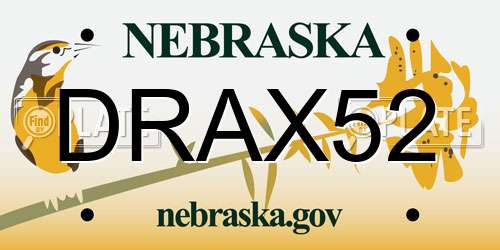 DRAX52 Nebraska License Plate