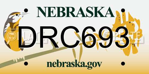 DRC693 Nebraska License Plate