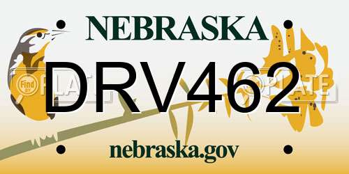 DRV462 Nebraska License Plate