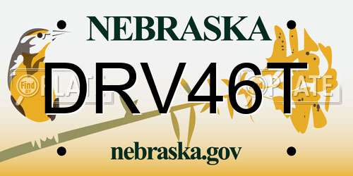 DRV46T Nebraska License Plate